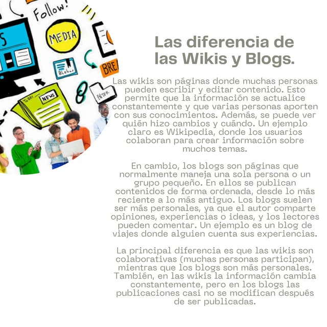 Característica y las diferencia de las Wikis y Blogs con su respectivo ...