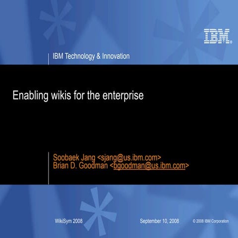 Enabling Wikis For The Enterprise