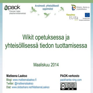 Wikit opetuksessa ja yhteisöllisess...