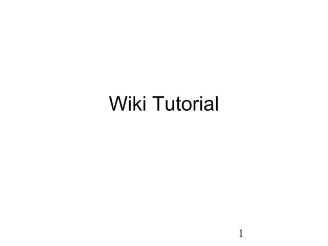 Wiki tutorial