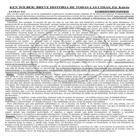 Ken Wilber selección del libro Breve Historia de Todas las Cosas