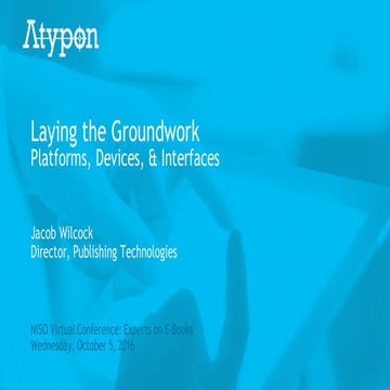 Wilcock Laying The Groundwork NISO Ebook Virtual Conference