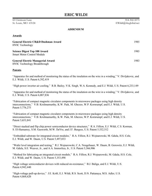Wildi 2009 Resume  Addendum