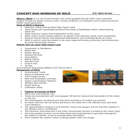 CONCEPT AND WORKING OF WILD (Wheel Impact Load Detector)