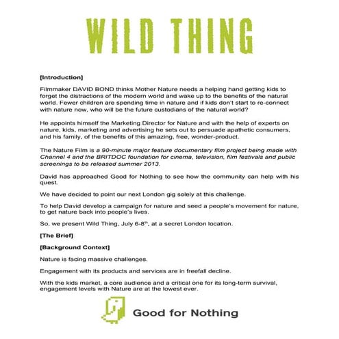 Wildthing brief draf tv1