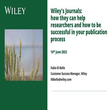 Wiley's Journals - How They Can Help Researchers and How To Submit Your ...