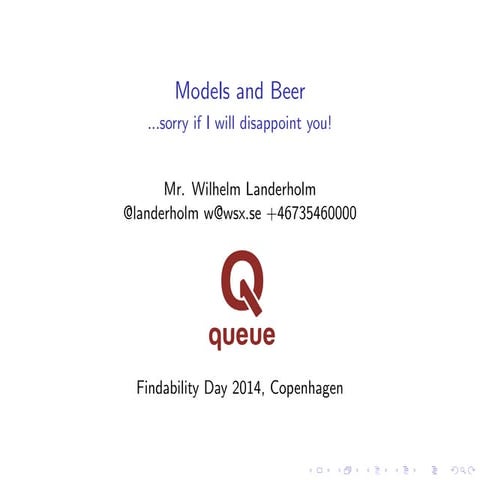 Models and beer Findability Day 2014