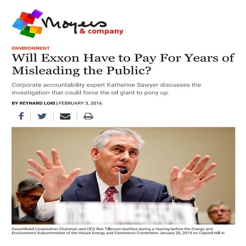 Will exxon have to pay for years of misleading the public    bill moyers