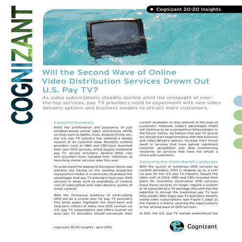 Will the Second Wave of Online Video Distribution Services Drown Out U.S. Pay...