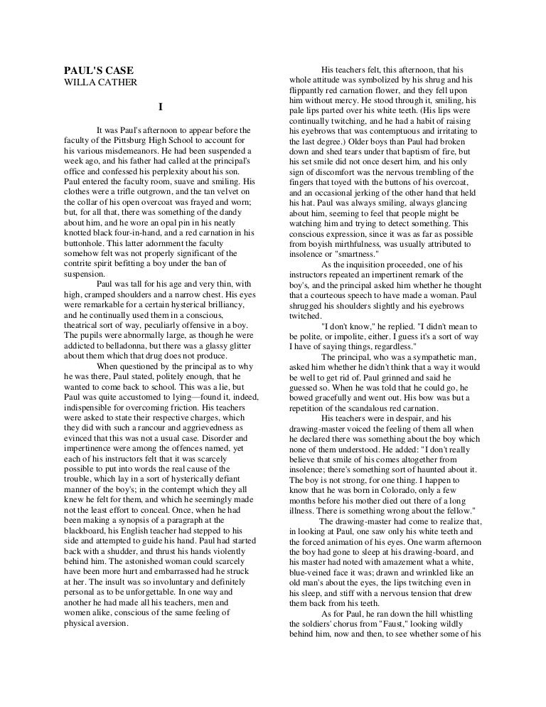 Willa cather, paul's case