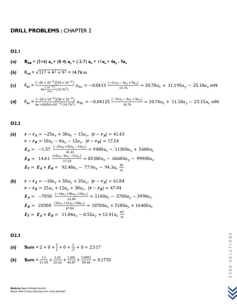William Hyatt 7th Edition Drill Problems Solution