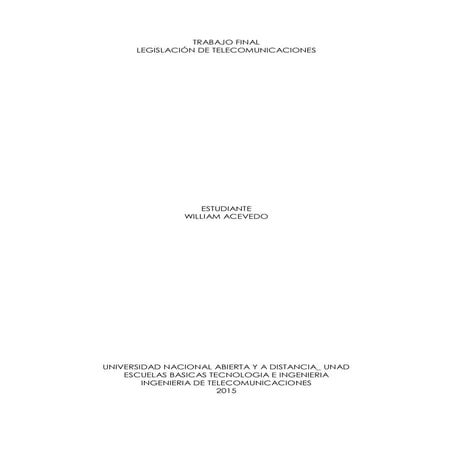 William acevedo Legislacion para telecomunicaciones
