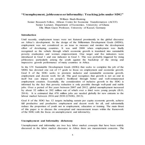 HLEG thematic workshop on Measurement of Well Being and Development in Africa, William Baah-Boateng Paper