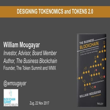 WIlliam Mougayar Designing Tokenomics and Tokens 2.0