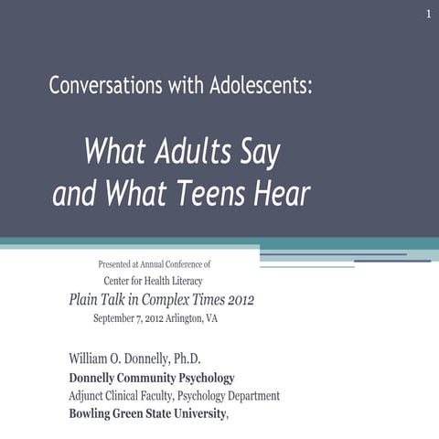 William O. Donnelly - Conversations with adolescents