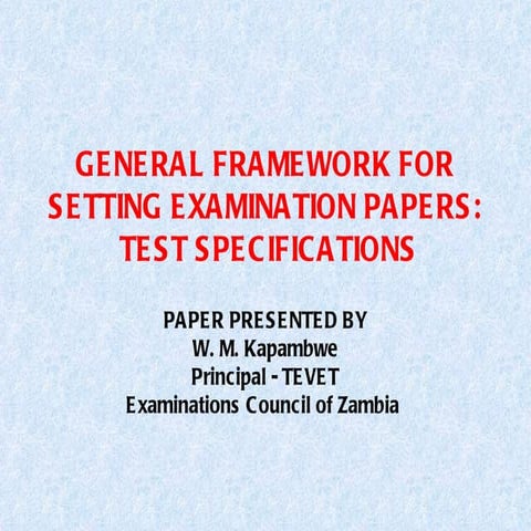 General Framework for Setting Examination Papers and Test Papers