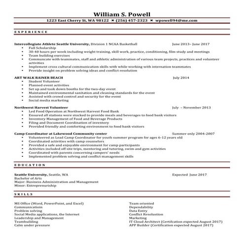 William powell 2017 resume