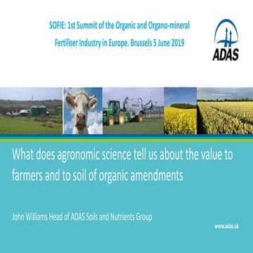 What does agronomic science tell us about the value to farmers and to soil of...