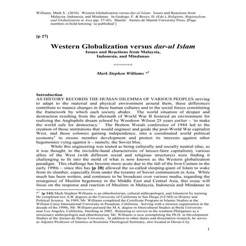 Williams 2010 W Globaliz Vs Darul Islam As Pubd