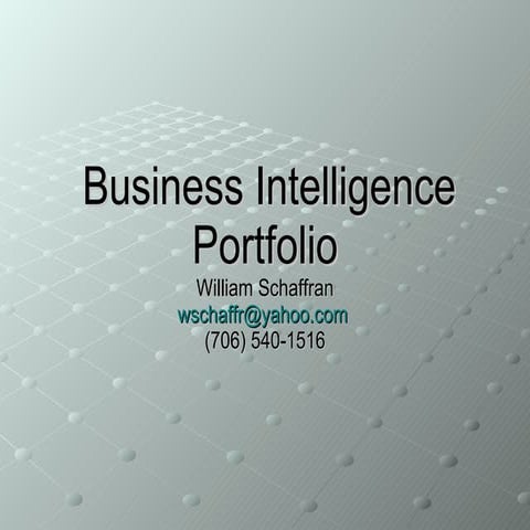 William Schaffrans Bus Intelligence Portfolio