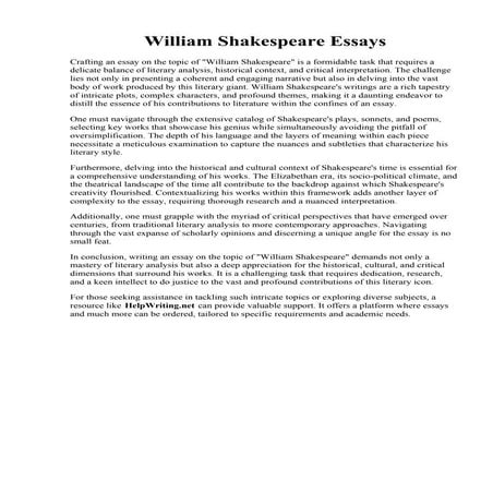 William Shakespeare Essays.pdf