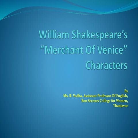 William shakespeares  the merchant of venice   characters