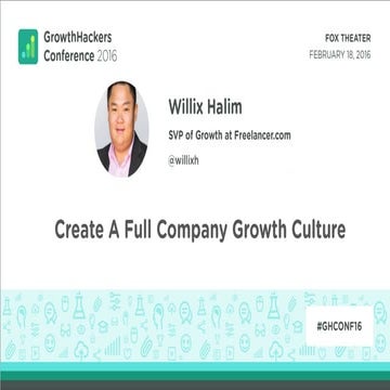 [GrowthHacker Conference '16] Willix Halim, SVP Growth at Freelancer.com: Cre...