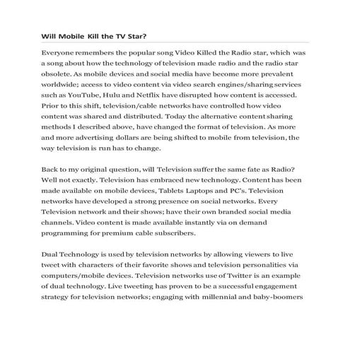 Will Mobile Kill the TV Star?