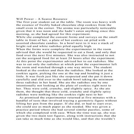 Will Power – A Scarce ResourceThe first year student sat at the .docx