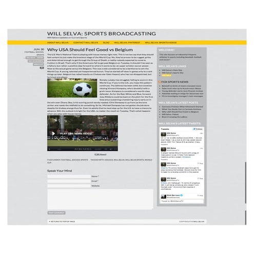 Will Selva Why USA Should Feel Good vs Belgium