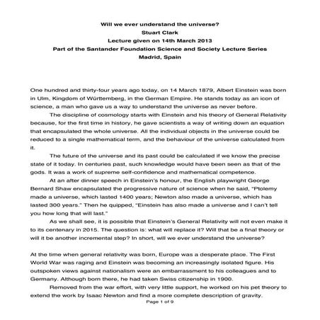 Conferencia de Stuart Clark en Ciencia y Sociedad 