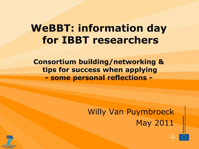 Break out: Participation in European projects - Willy Van Puymbroeck