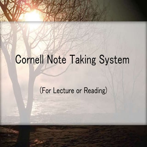 Cornell Note Taking System