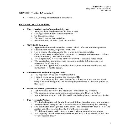 Perceptions of Information Literacy: Presentation Notes