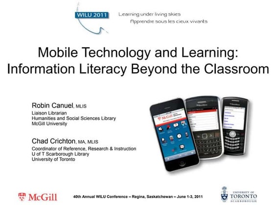 Mobile Technology and Learning: Information Literacy Beyond the Classroom 