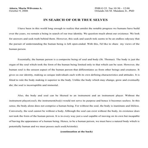 In Search of Our True Selves