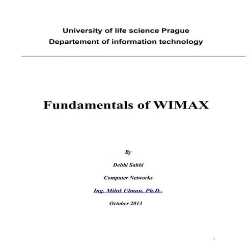 Fundamentals in  Wimax