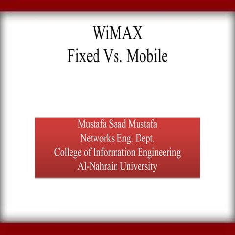 Wi max fixed vs. mobile
