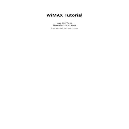 Wi max tutorial 2006