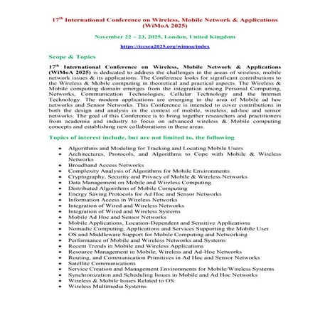 Welcome To WIMoA 2025 - Submit your Research Article..!!! 17th International ...