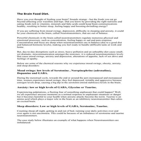 The Brain Food Diet.