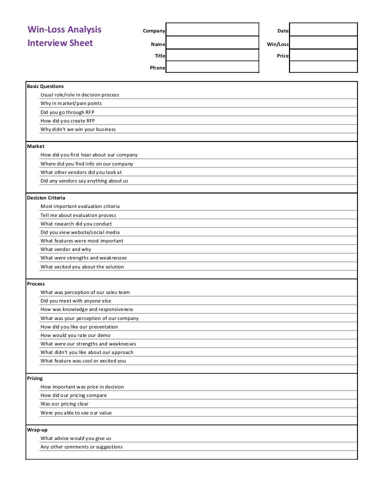 win loss analysis interview template