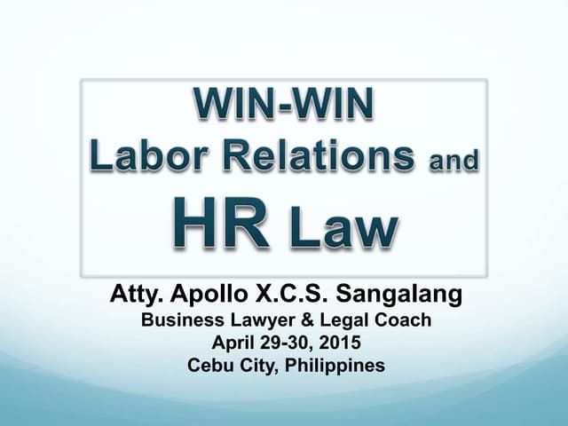 Win-WIN Labor Relations and HR Law (version April 29-30, 2015)