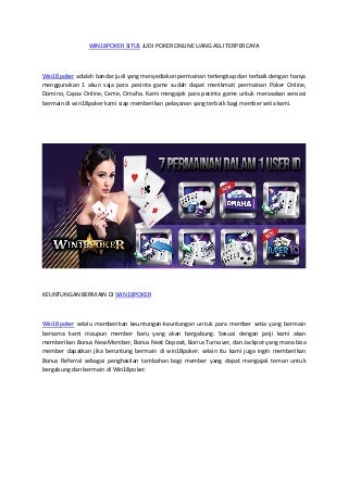Win18 poker situs judi poker online uang asli terpercaya