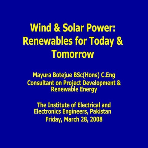 Wind & Solar Energy By Mayura Botejeu