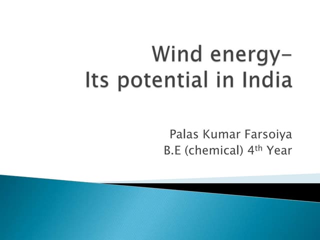 Wind energy  its potential in india