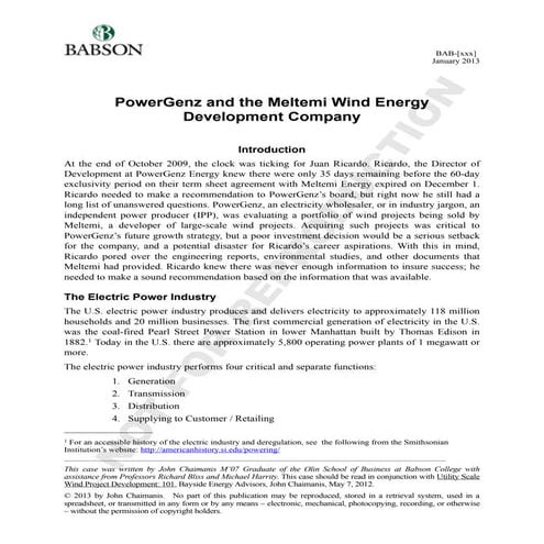 Wind Energy Business Case PowerGenz