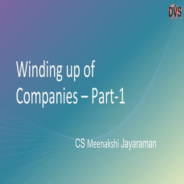 Winding up of Companies – Part-1