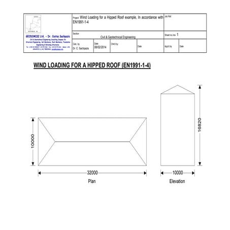Sachpazis: Wind loading to EN 1991 1-4- for a hipped roof example