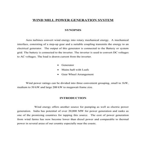 Wind mill power generation | DOC